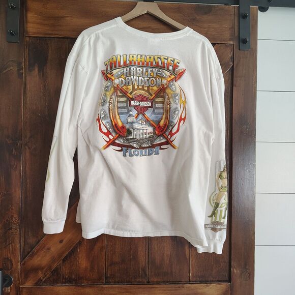 Harley Davidson Men's TShirt 2XL Airplane Pin Up Girl Military Biker Streetwear - Picture 4 of 9